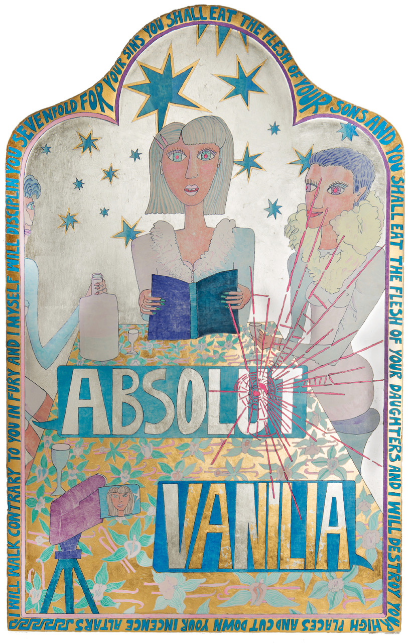 Absolut Vanilla (Advertisement) · 2018 · egg tempera and gold leaf on wood · 100 x 64 cm