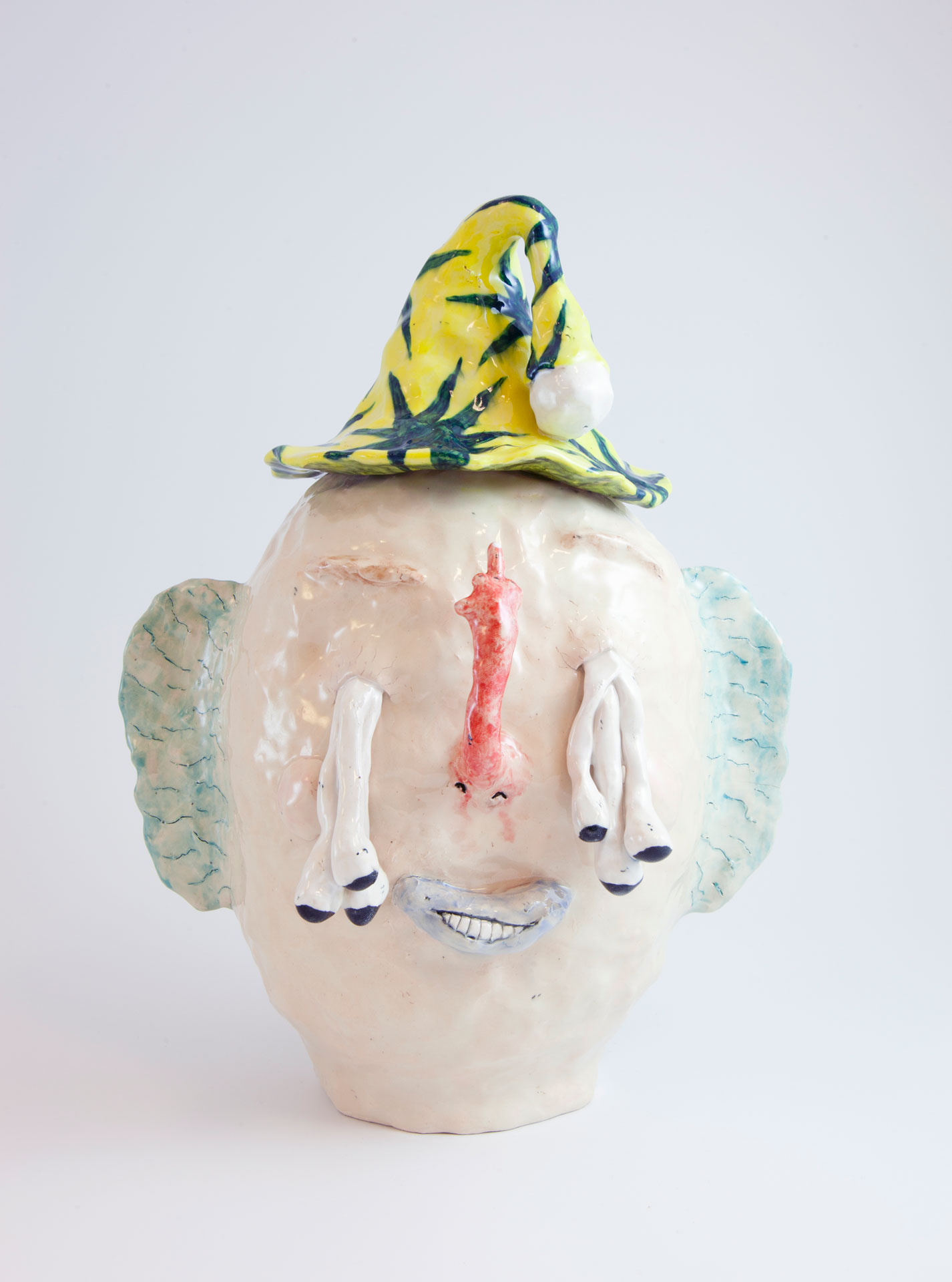 Beige-Head-with-Fun-Nose-and-Multiple-Eyes-·-2018-·-Glazed-ceramic-·-33-x-25-x-24-cm