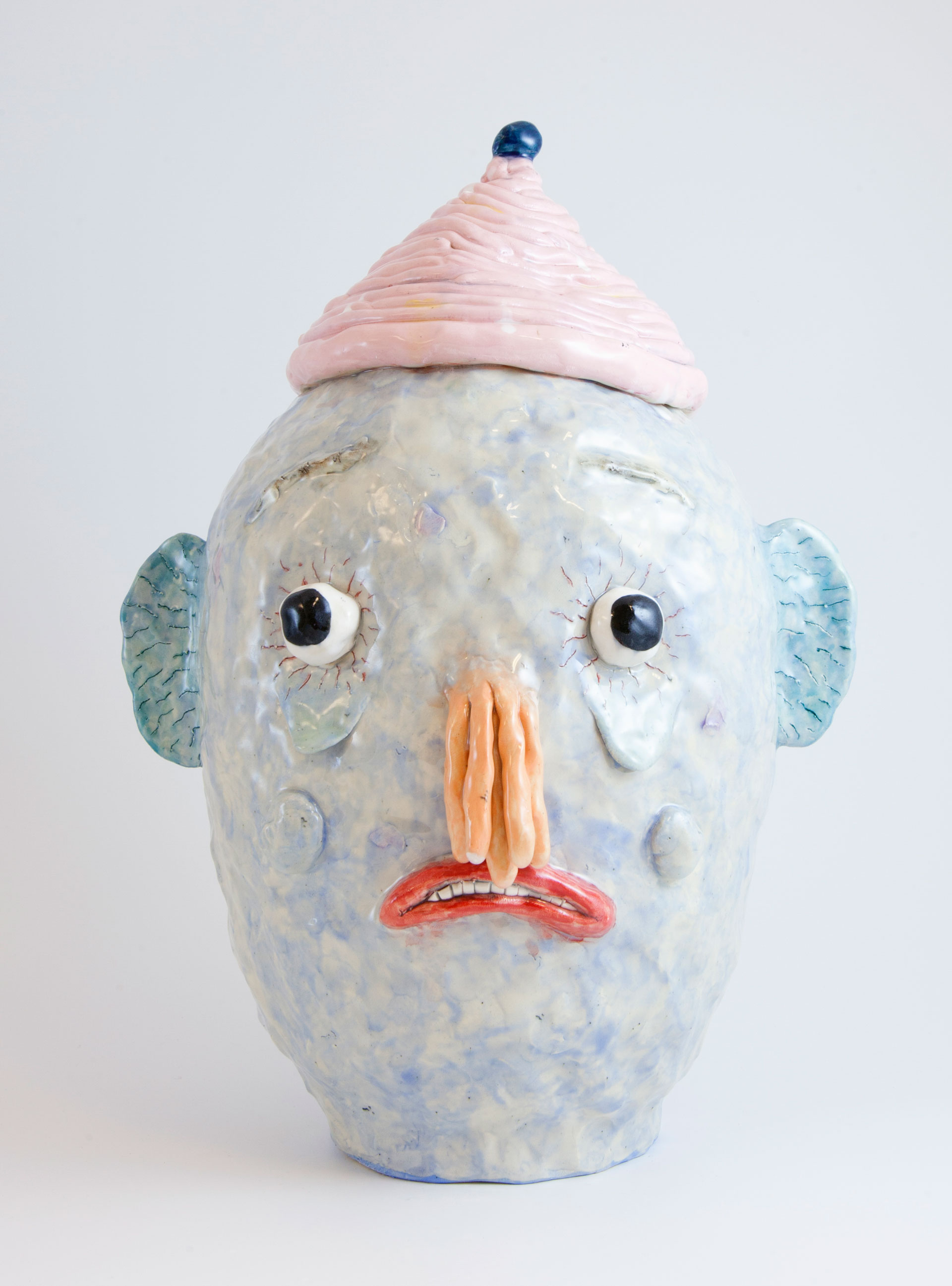 Blue-Head-with-Orange-Tentacles-Nose-·-2018-·-Glazed-ceramic-·-38-x-29-x-23-cm